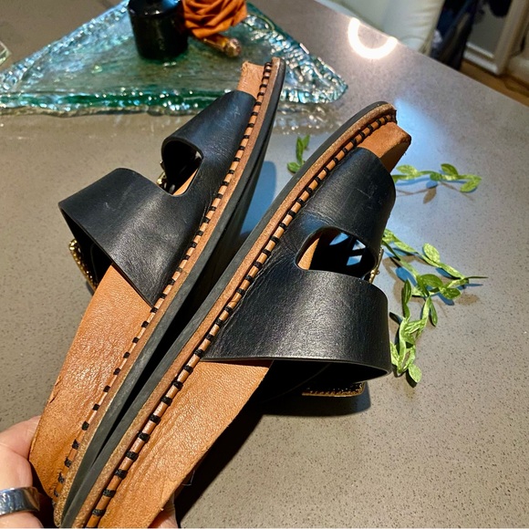 Ulla Johnson Black Sandals with Gold Buckles Size 7 1/2 - Picture 5 of 15